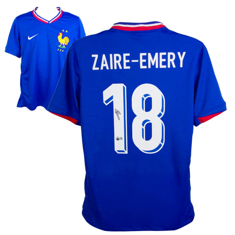 Warren Zaire-Emery Signed France Home Soccer Jersey #18 with Beckett Witness