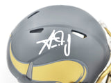 Aaron Jones Signed Minnesota Vikings Slate Silver Speed Mini Helmet Beckett Wit