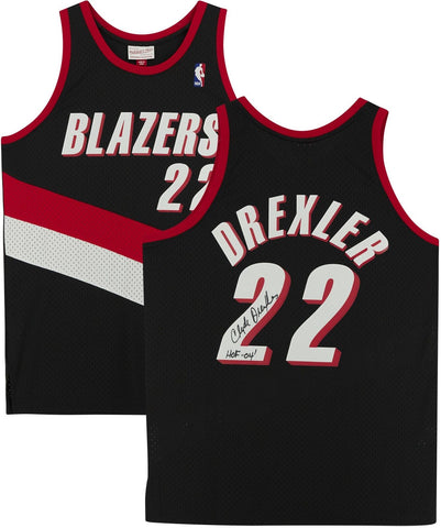 Clyde Drexler Trail Blazers Signed 1990-91 Mitchell & Ness Jersey w/HOF Insc