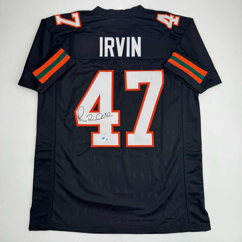 Autographed/Signed Michael Irvin Black White College Football Jersey BAS COA