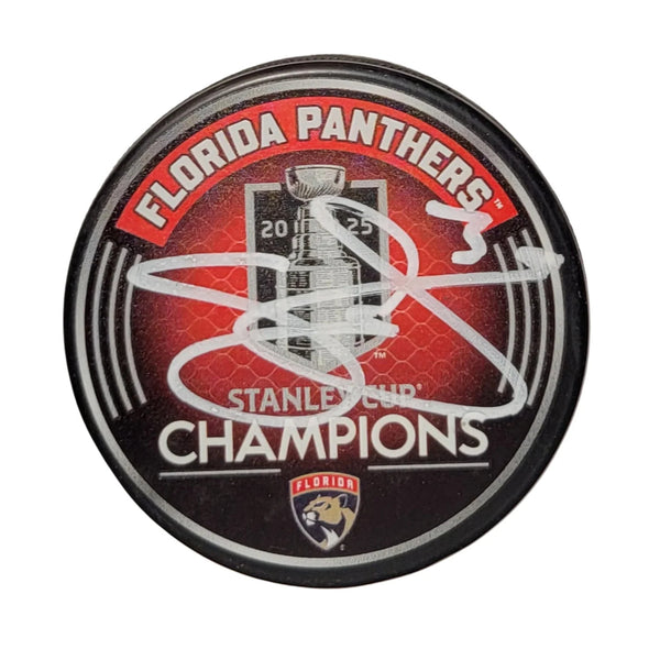 Seth Jones Signed Florida Panthers 2025 Stanley Cup Champions Hockey Puck JSA