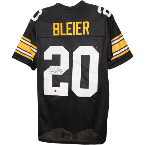 Rocky Bleier Autographed/Signed Pro Style XL Black Jersey Beckett Witness 51491