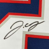 Framed Autographed/Signed JC J.C. Jackson 33x42 New England Blue Jersey JSA COA