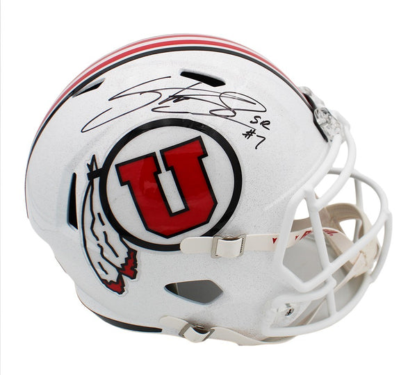 Steve Smith Sr. Signed Utah Utes Speed Full Size White NCAA Helmet