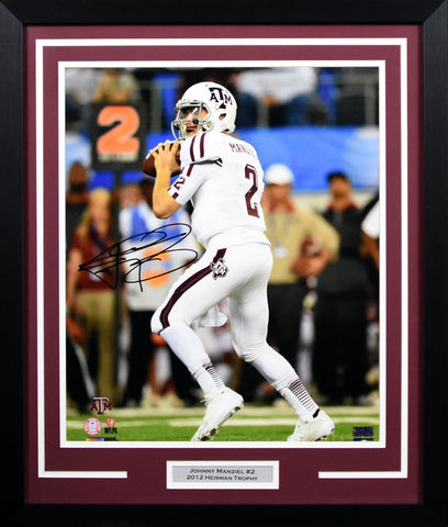JOHNNY MANZIEL AUTOGRAPHED TEXAS A&M AGGIES 16x20 FRAMED PHOTO COA