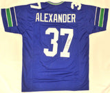 Seattle Seahawks Shaun Alexander Autographed Blue Jersey Beckett BAS QR #WL02366
