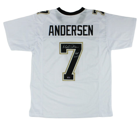 Morten Andersen Signed New Orleans Custom White Jersey With "HOF 2017" Insc.