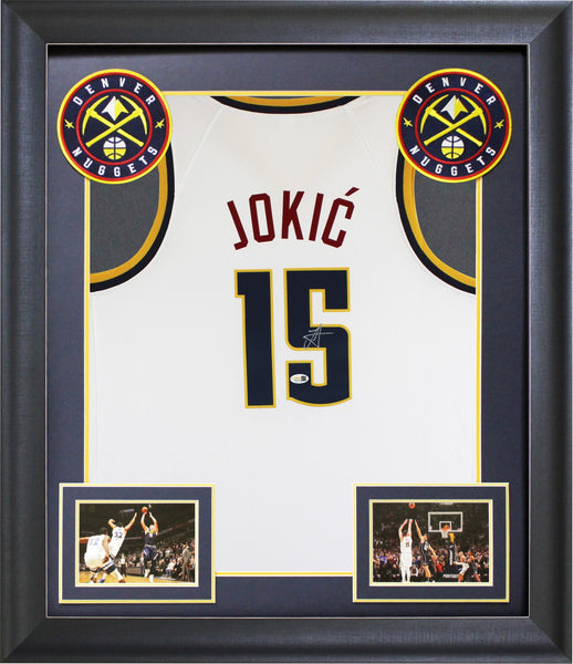 Nikola Jokic Authentic Signed White Pro Style Framed Jersey Autographed JSA 3