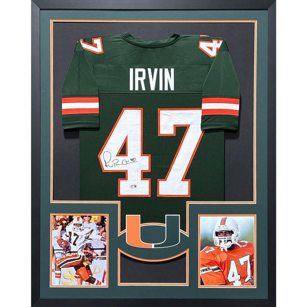 Michael Irvin Autographed Signed Framed Green Miami Cowboys Jersey BECKETT