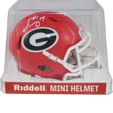 Sony Michel Autographed/Signed Georgia Bulldogs Mini Helmet Beckett 53933