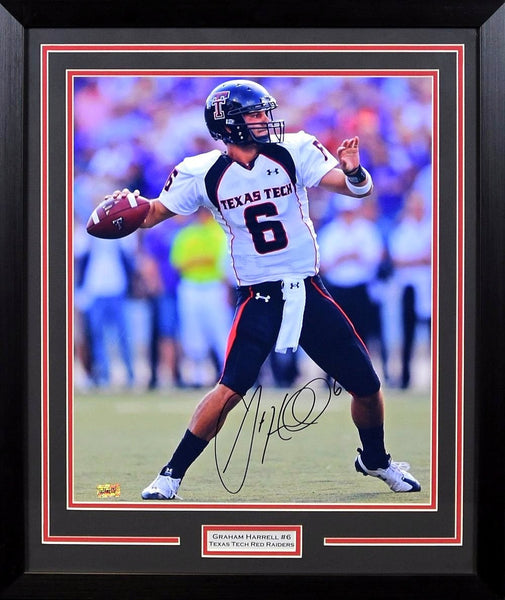 GRAHAM HARRELL AUTOGRAPHED TEXAS TECH RED RAIDERS 16x20 FRAMED PHOTO COA
