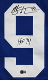 Michael Strahan "HOF 14" Authentic Signed Blue Pro Style Jersey BAS Witnessed 2