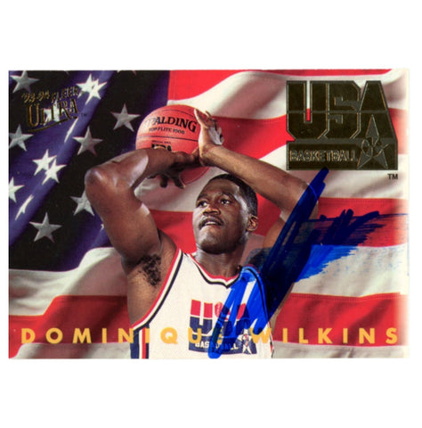 Dominique Wilkins Autographed 1995 Fleer #371 SMEAR Trading Card Beckett 54207