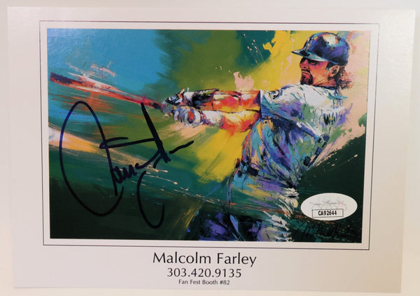 Larry Walker Autographed Malcom Farley 5x7 Art Photo Colorado Rockies | JSA COA