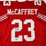 Autographed/Signed Christian McCaffrey San Francisco Red Jersey Beckett BAS COA