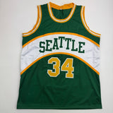 Autographed/Signed Xavier McDaniel Seattle Green Basketball Jersey BAS COA