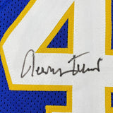 Framed Autographed/Signed Jerry West 33x42 West Virginia College Jersey JSA COA