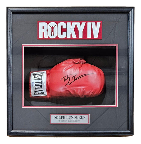 Dolph Lundgren Signed Framed Everlast Boxing Glove Shadowbox PSA DNA ITP