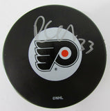 Riley Cote Philadelphia Flyers Autographed/Signed Flyers Logo Puck PASS 144556