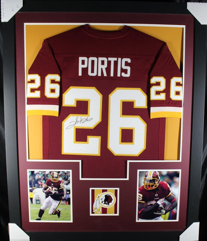 CLINTON PORTIS (Commanders burgundy TOWER) Signed Autographed Frame Jersey JSA