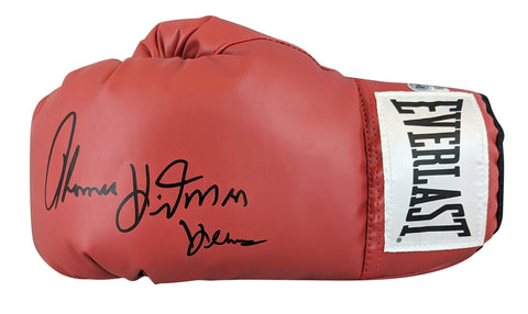 Tommy "Hitman" Hearns Signed Red Left Hand Everlast Boxing Glove BAS Witnessed