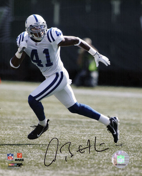 Antoine Bethea Signed Colts White Jersey Action 8x10 Photo - (SCHWARTZ COA)