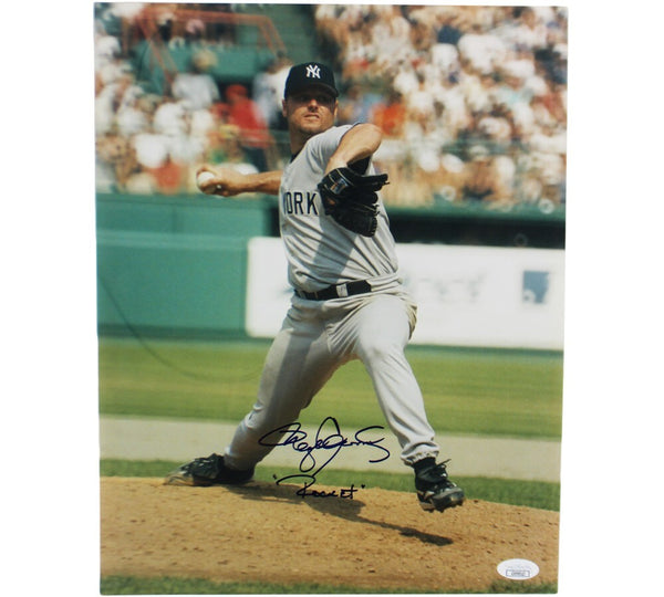 Roger Clemens Signed New York Yankees 11x14 MLB Photo with "Rocket" Inscription