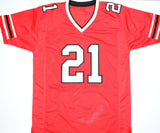 Deion Sanders Autographed Red Pro Style Jersey w/Primetime- Beckett W Hologram