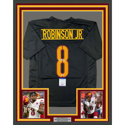 Framed Autographed/Signed Brian Robinson Jr. 33x42 Black Jersey PSA/DNA COA