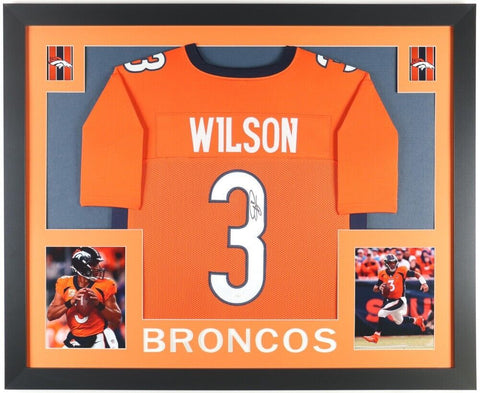 Russell Wilson Signed 35x43 Framed Denver Broncos Jersey (JSA) 9xPro Bowl Q.B.