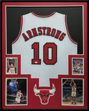 FRAMED CHICAGO BULLS BJ ARMSTRONG AUTOGRAPHED SIGNED INSCRIBED JERSEY JSA COA