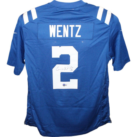 Carson Wentz Autographed Indianapolis Colts Nike Blue Jersey Beckett 43511