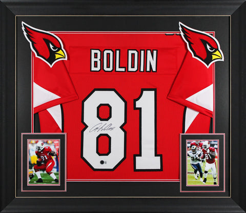 Anquan Boldin Authentic Signed Red Pro Style Framed Jersey BAS Witnessed