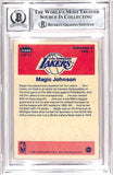 Magic Johnson Signed 1986 Fleer Sticker #7 Grade 10 Auto Card Beckett 38405