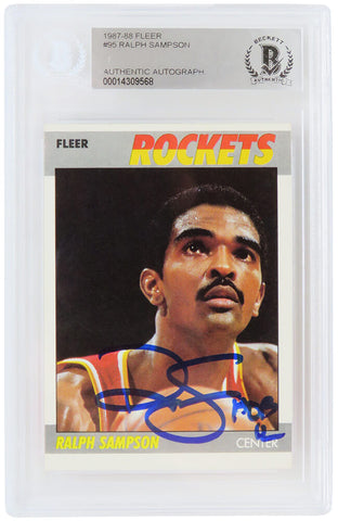 Ralph Sampson Autographed Rockets 1987 Fleer Card #95 w/HOF'12 (Beckett)