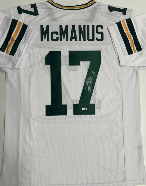 BRANDON MCMANUS - Signed Custom White Jersey AUTO - Green Bay Packers - BAS