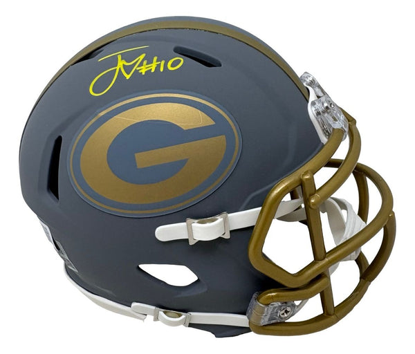Jordan Love Signed Green Bay Packers Slate Mini Speed Helmet 2 BAS