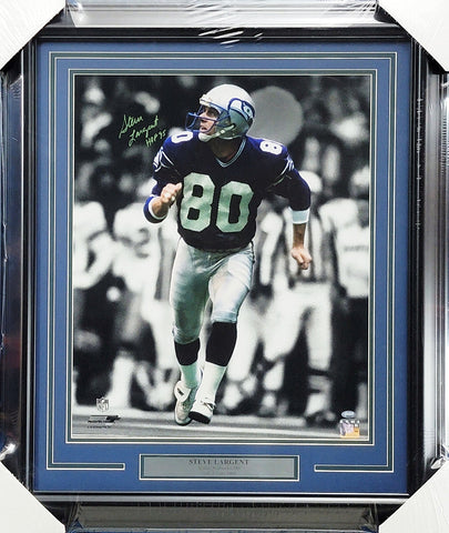 Steve Largent Autographed Framed 16x20 Photo Seahawks "HOF 95" MCS Holo #49226