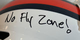 "No Fly Zone" 4x Autographed Denver Broncos Snowcapped Replica Helmet - BAS COA