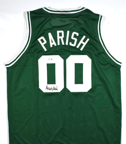 Robert Parish Autographed Green Pro Style Basketball Jersey - Beckett W Hologram