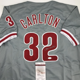 Autographed/Signed Steve Carlton Philadelphia Grey Baseball Jersey JSA COA