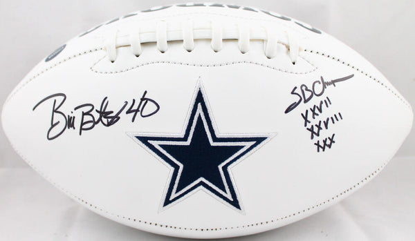 Bill Bates Autographed Dallas Cowboys Logo Football W/SB Champs-Prova *Black