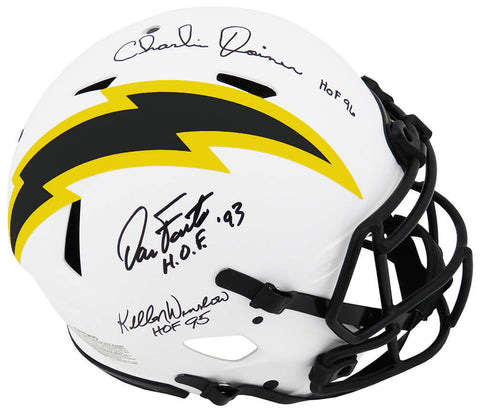 Dan Fouts, Joiner, Winslow Signed Chargers Lunar Auth Helmet w/HOF - (SS COA)