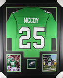 LESEAN MCCOY (Eagles kelly green TOWER) Signed Autograph Framed Jersey JSA