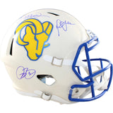 Warner Holt Faulk Bruce Signed Los Angeles Rams Proline Helmet Retro BAS 58605