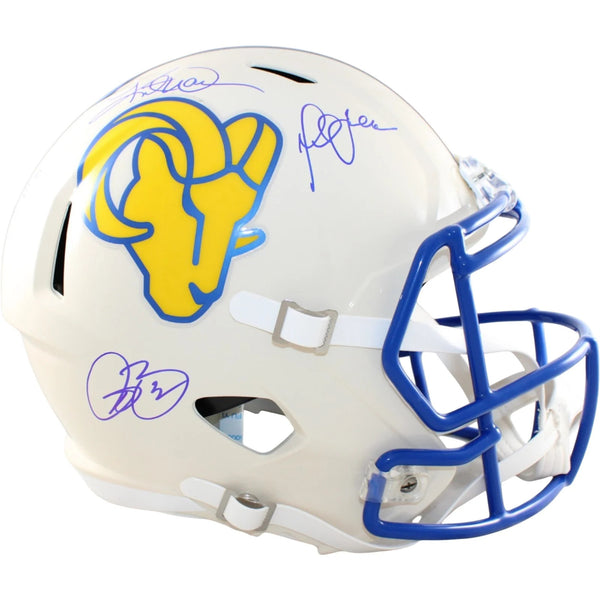 Warner Holt Faulk Bruce Signed Los Angeles Rams Proline Helmet Retro BAS 58605
