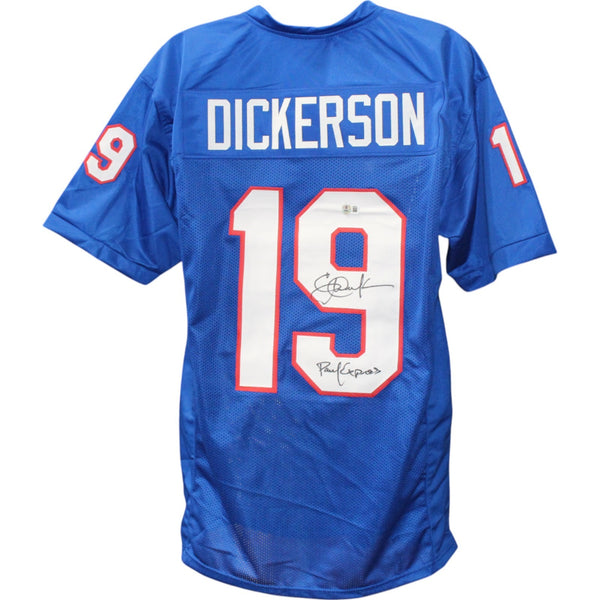 Eric Dickerson Autographed College Style Blue XL Jersey Beckett Witness 50757