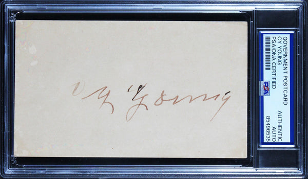 Indians Cy Young Authentic Signed 3.25x5.5 Government Postcard PSA Slabbed