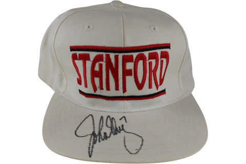 John Elway Autographed/Signed Stanford Cardinal White Snapback Hat Beckett 52858