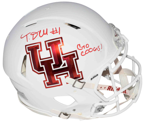 NATHANIEL TANK DELL SIGNED HOUSTON COUGARS WHITE AUTHENTIC SPEED HELMET BECKETT